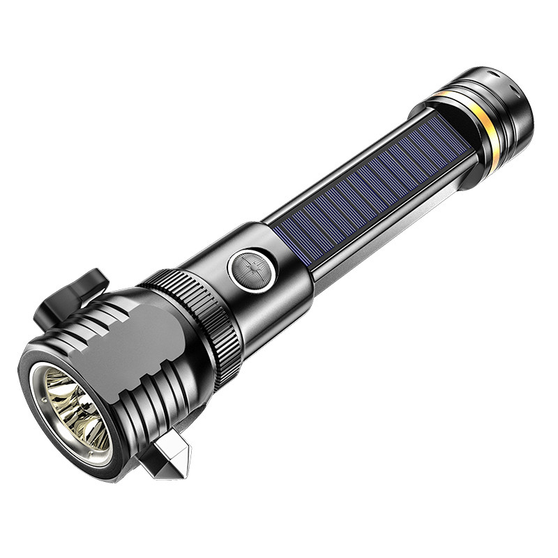 LED Flashlight Solar Power Tactical Flashlight,Ultra Bright Flashlight,Safety Hammer,High Lumens Tactical,USB Rechargea